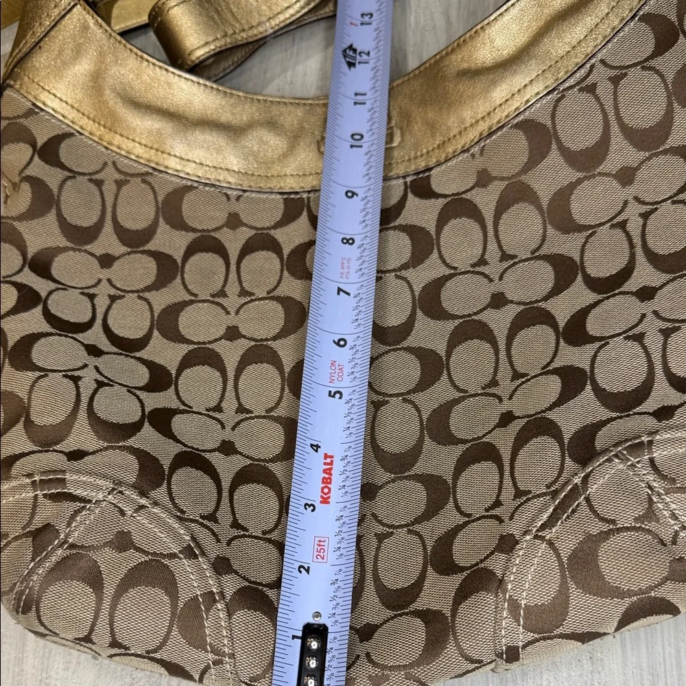 Vintage Y2K Coach Bleeker Signature Gold and Tan Hobo Bag- EUC
